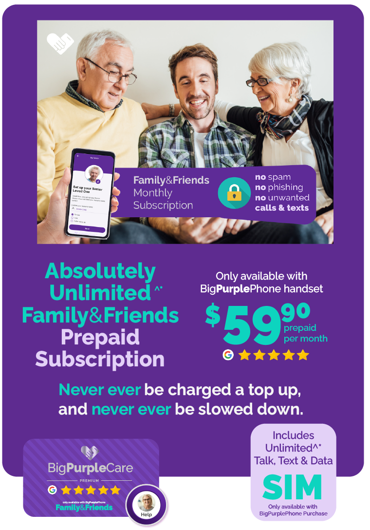 BigPurplePhone Family&Friends $59.90 Monthly Prepaid Subscription