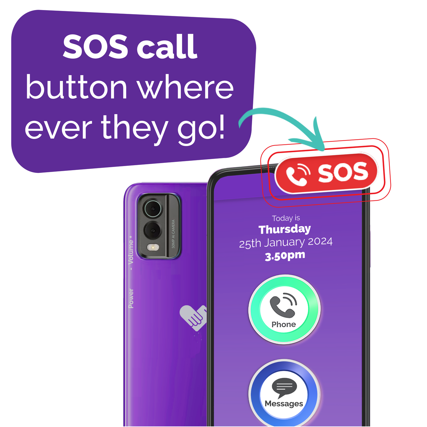 Best mobile for seniors featuring an SOS emergency button easily accessible wherever they go.