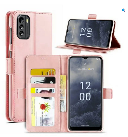 BigPurplePhone wallet case in pink with card storage, perfect for seniors who want simplicity and convenience.