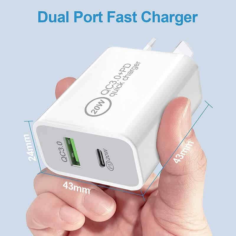 20W Dual Port Fast Charging Wall Plug for BigPurplePhone