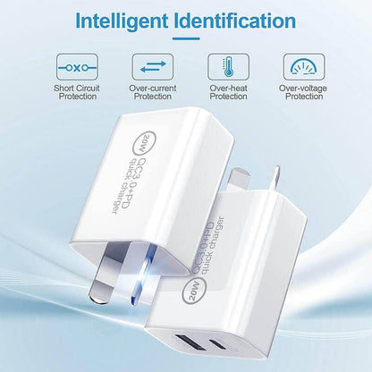 20W Dual Port Fast Charging Wall Plug for BigPurplePhone