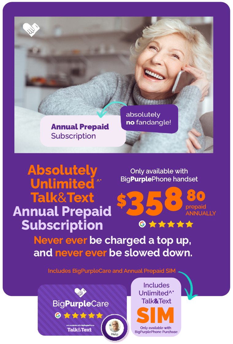 BigPurplePhone Talk&Text Annual Prepaid Subscription