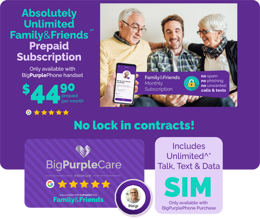 BigPurplePhone Family&Friends $44.90 Monthly Prepaid Subscription