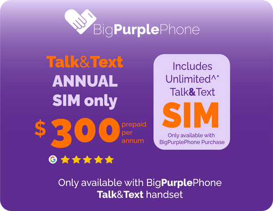 BigPurplePhone Talk&Text Annual SIM ONLY - $300